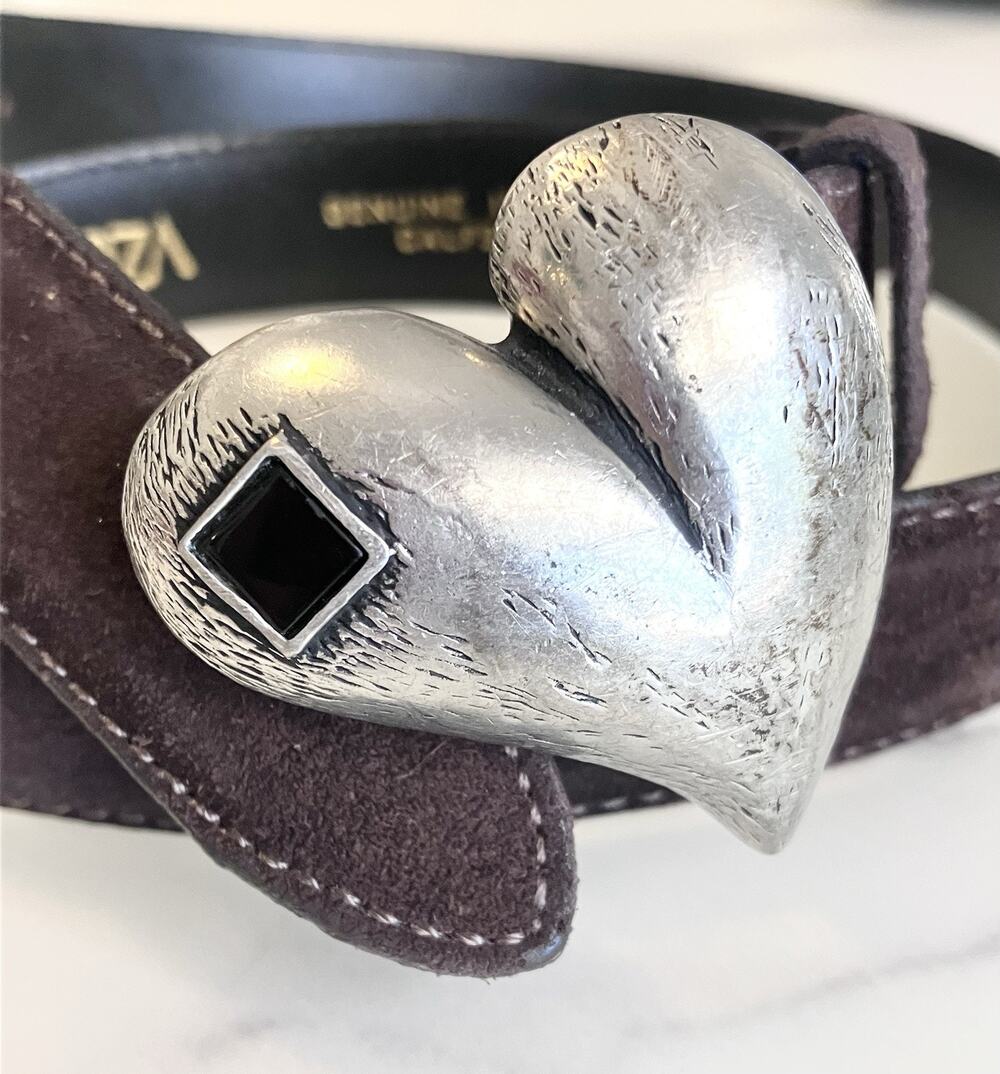 Vintage Vicenza Belt Large Heart Buckle Genuine Italian Calfskin Leather SZ 30